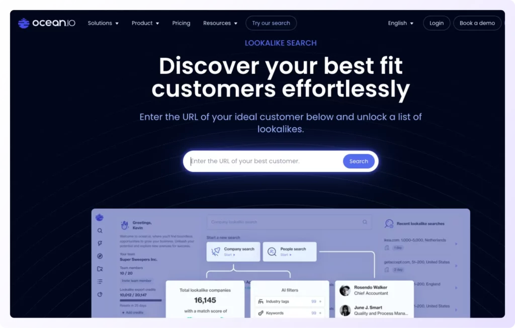 Ocean.io landing page