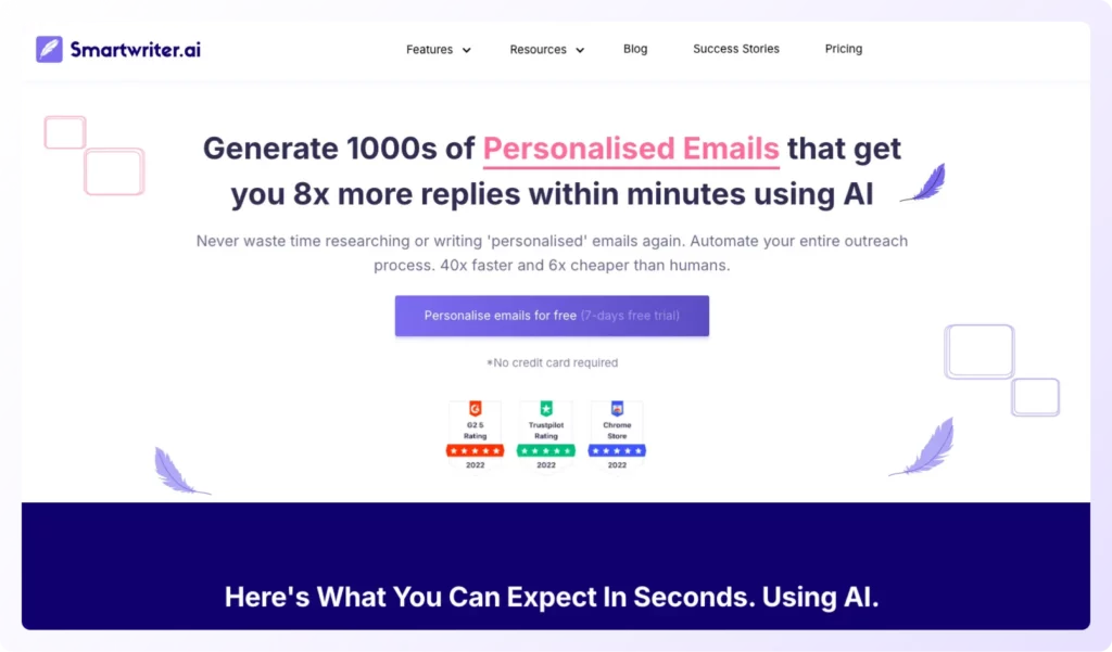 Smartwriter.ai landing page